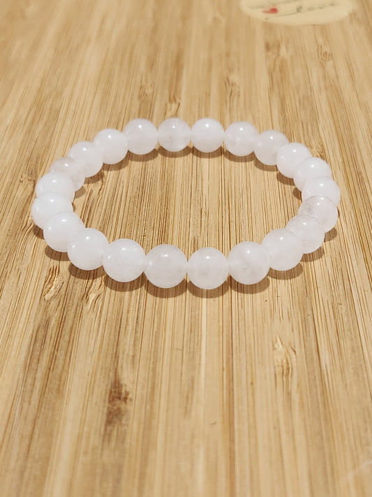 White Jade Stone beaded bracelet - calming - serenity - direction - immune system