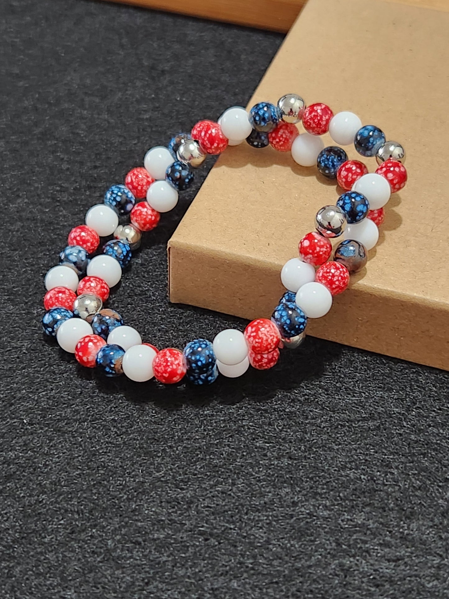 Patriotic Bracelets - set of 2 - Memorial Day, Veterans Day, 4th of July - The New Year