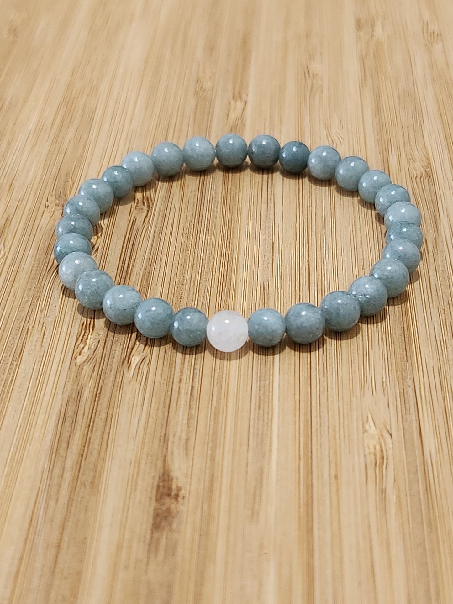 Burmese Jade Stone Bracelet with White Jade accent piece - dreaming - soothing - calming - immune system