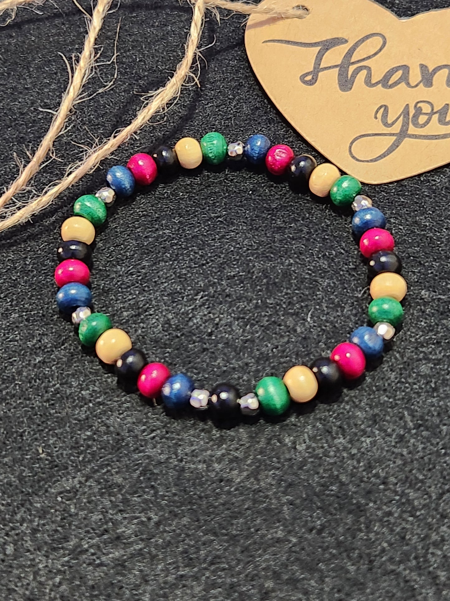 Multicolor Wooden Bracelet - 6mm beads