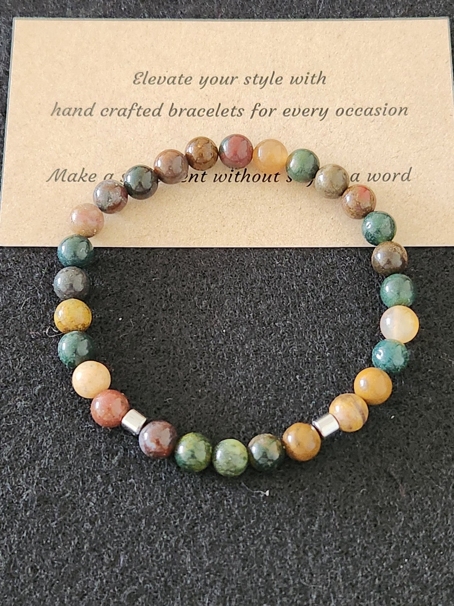 Ocean Jade Stone Bracelet with accents - 6mm stones - purity - calming - tranquillity - comforting