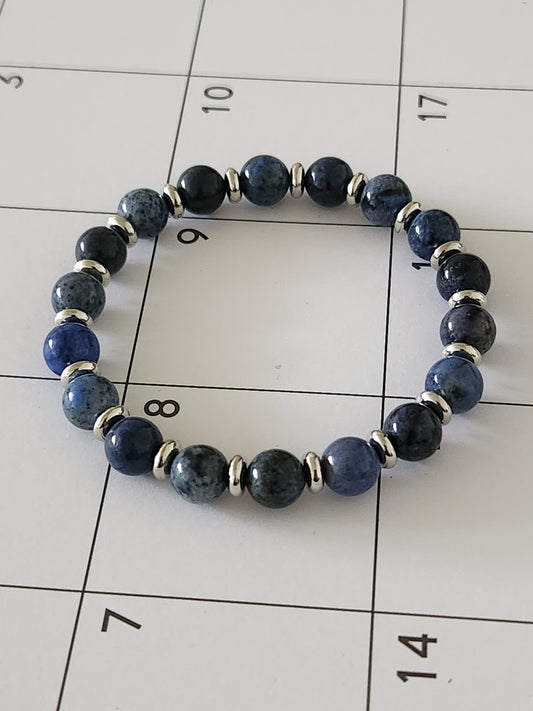 Dumortierite Stone Bracelet with accents - intuition - memory - communication- support
