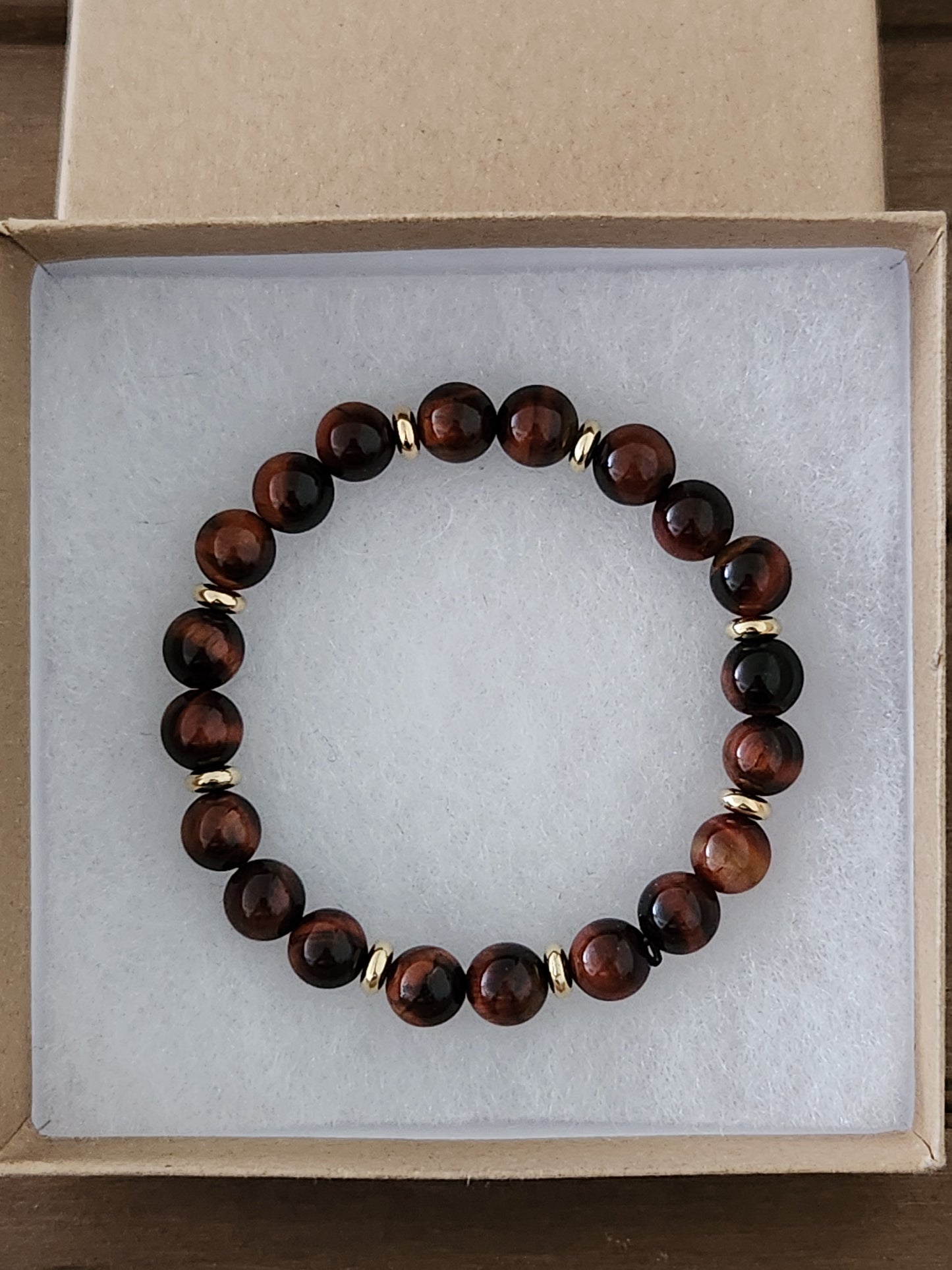 Red Tiger's Eye Stone Bracelet with accents - motivation - courage - passion - stability