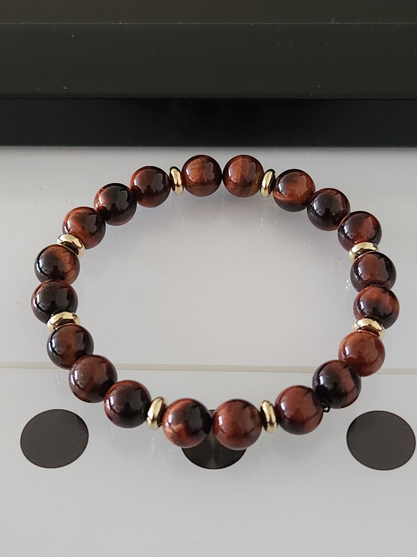 Red Tiger's Eye Stone Bracelet with accents - motivation - courage - passion - stability