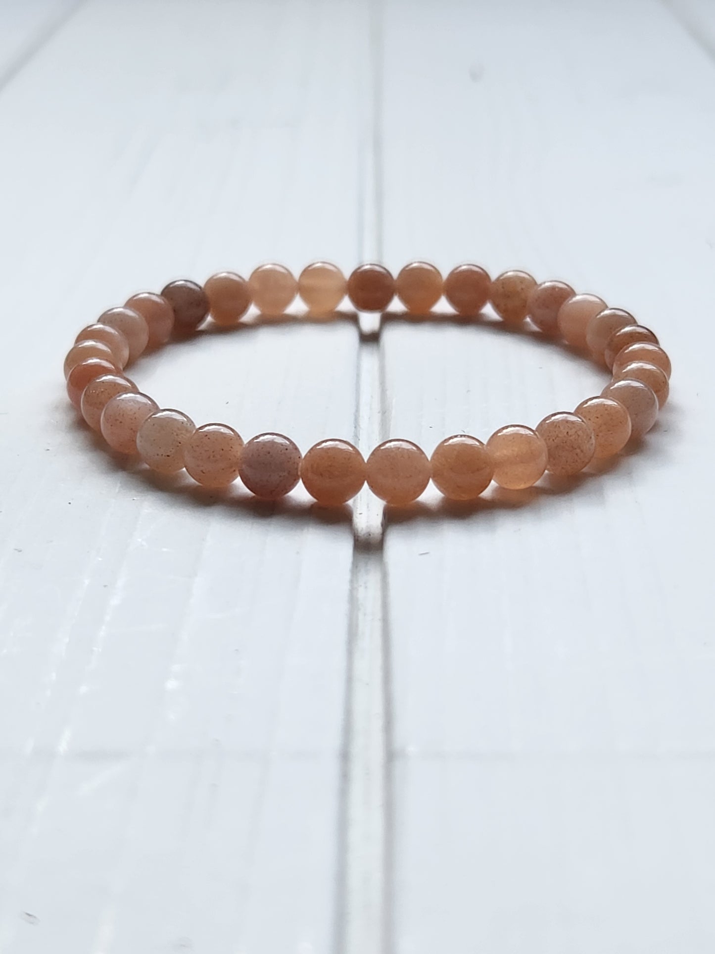 Peach Moonstone Bracelet - 6mm stones - acceptance - dreaming - soothing - goodness