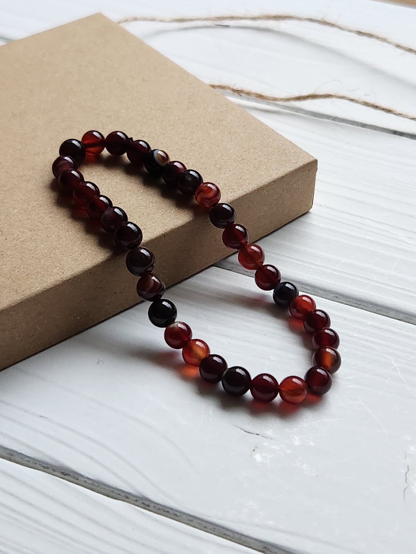 Wine Red Agate Stone Bracelet - 6mm stones - vitality - growth - calming - spiritual
