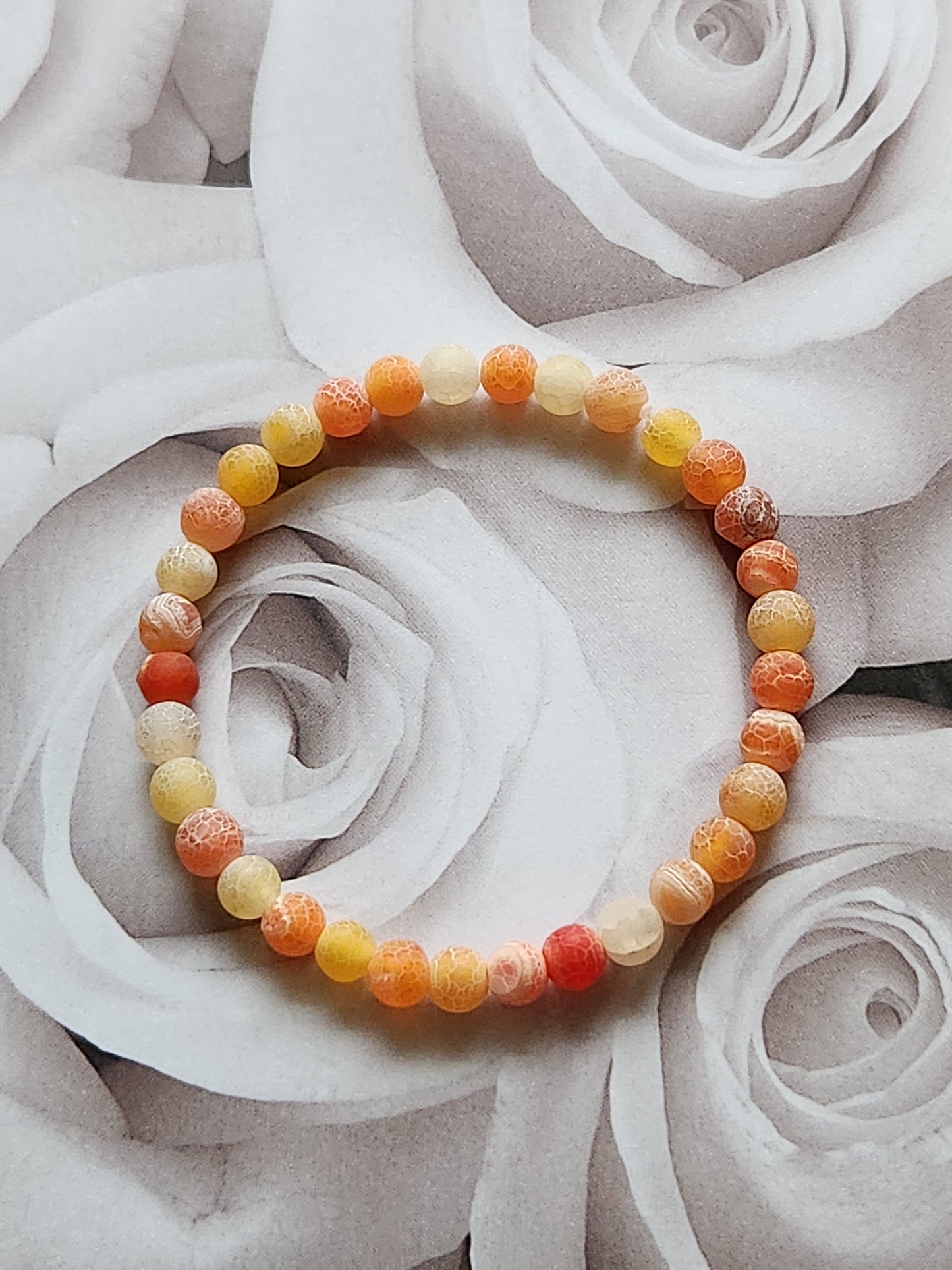 Orange Frosted Crackle Agate - 6mm stones - creativity - healing - confidence - strength