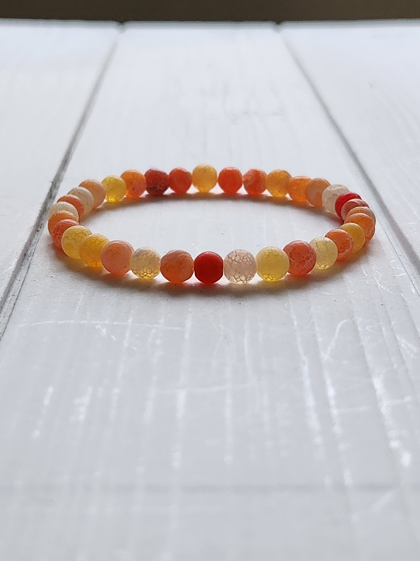 Orange Frosted Crackle Agate - 6mm stones - creativity - healing - confidence - strength