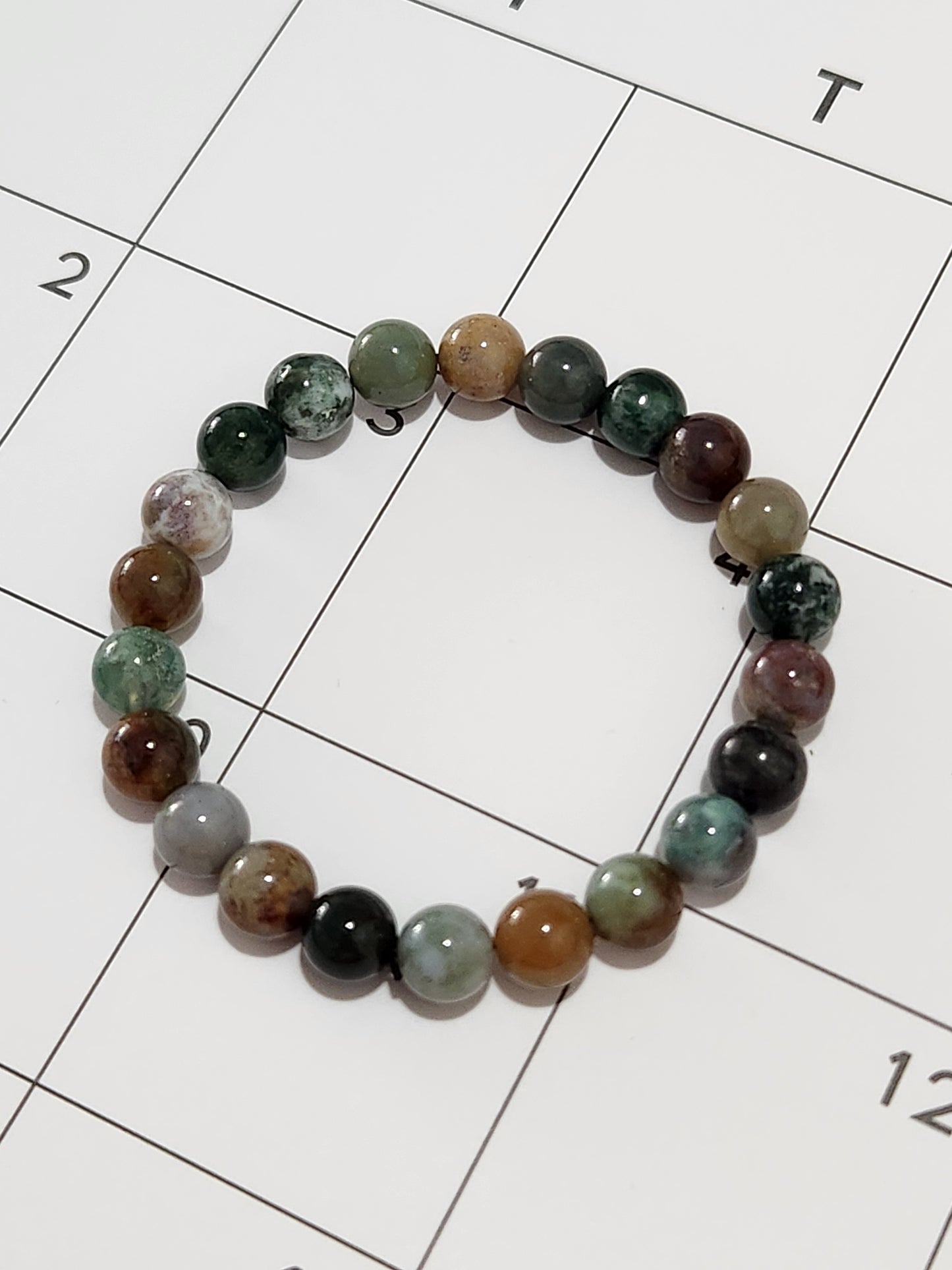 Indian Agate Stone Bracelet - 8mm stones - emotional healing - security - strength