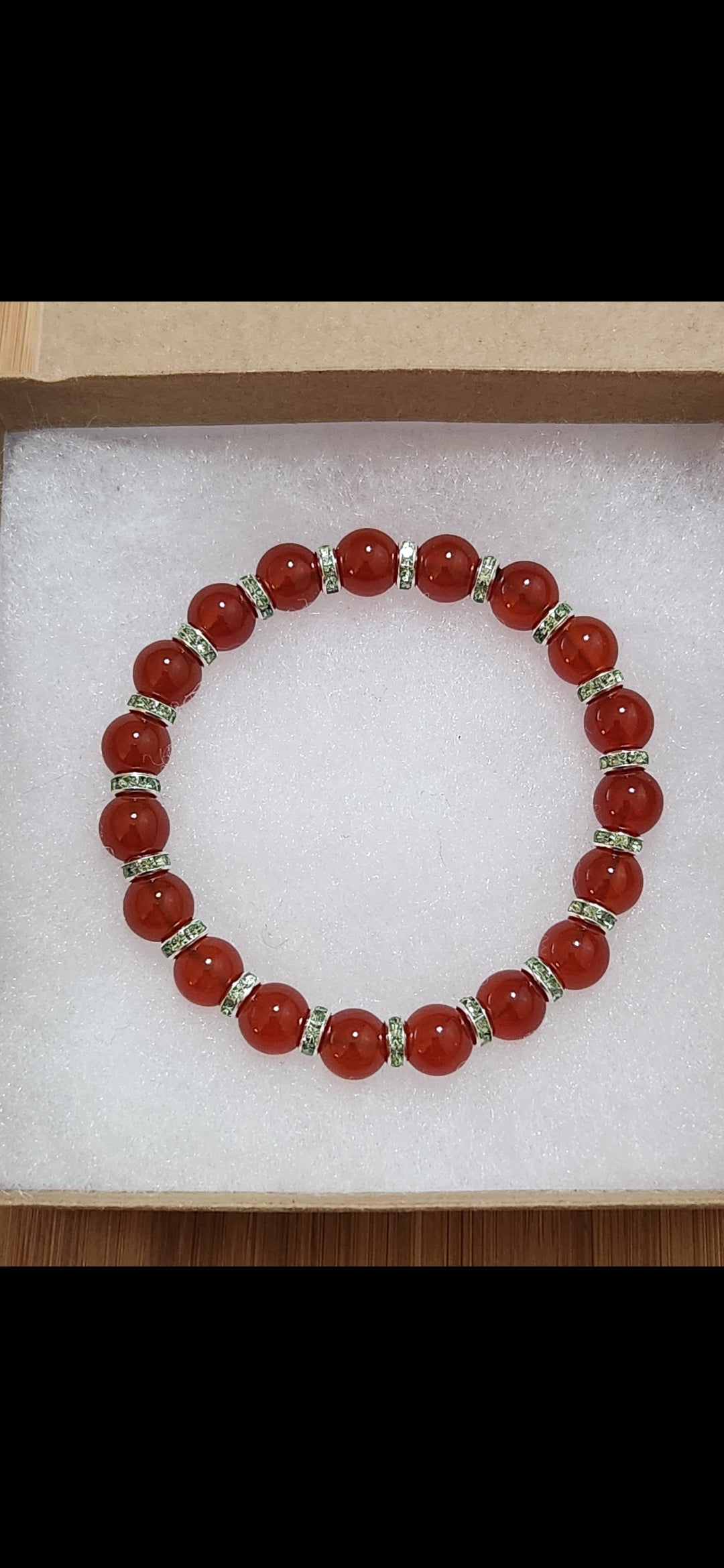 Carnelian Stone beaded bracelet with accents - strength - courage - bravery - vibrancy - life