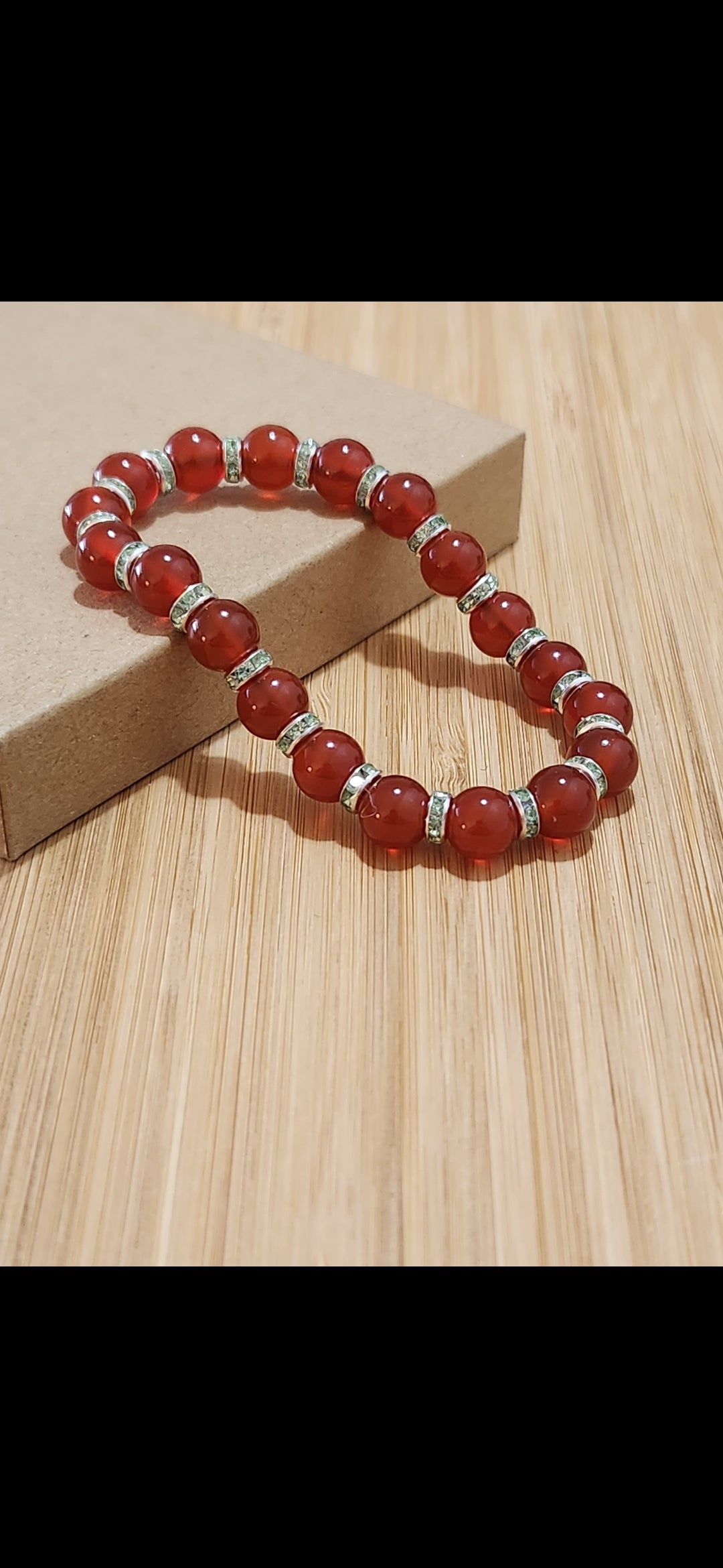 Carnelian Stone beaded bracelet with accents - strength - courage - bravery - vibrancy - life